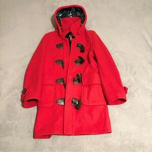 Japanese ASK Enquired Red Hooded Coat‎ with Plaid Blanket Lining